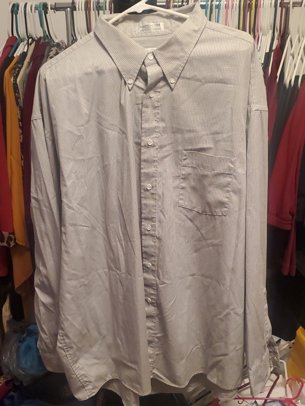 Classic Light Gray Pinstripe Button-Down Dress Shirt
